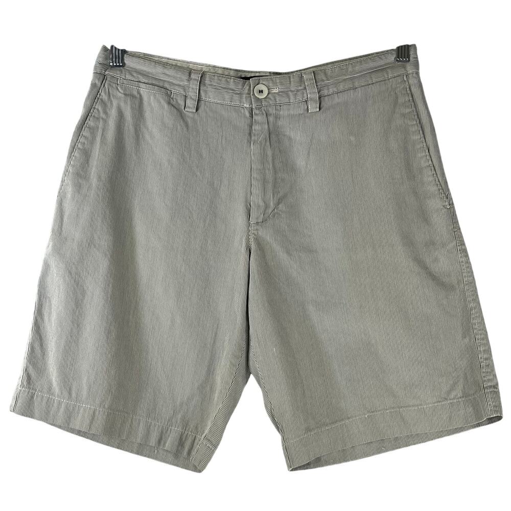 Banana Republic Grey White Pinstripe Casual 100% Cotton Chino Shorts Size 32